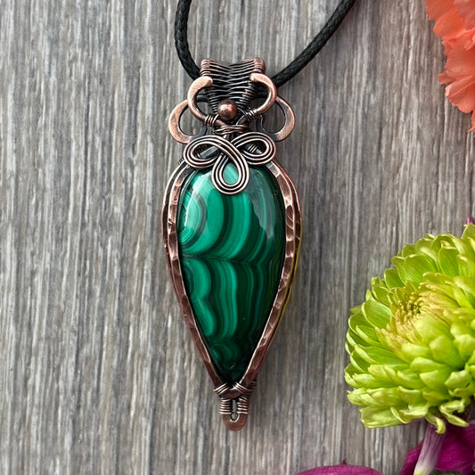 Malachite Pendant in Copper