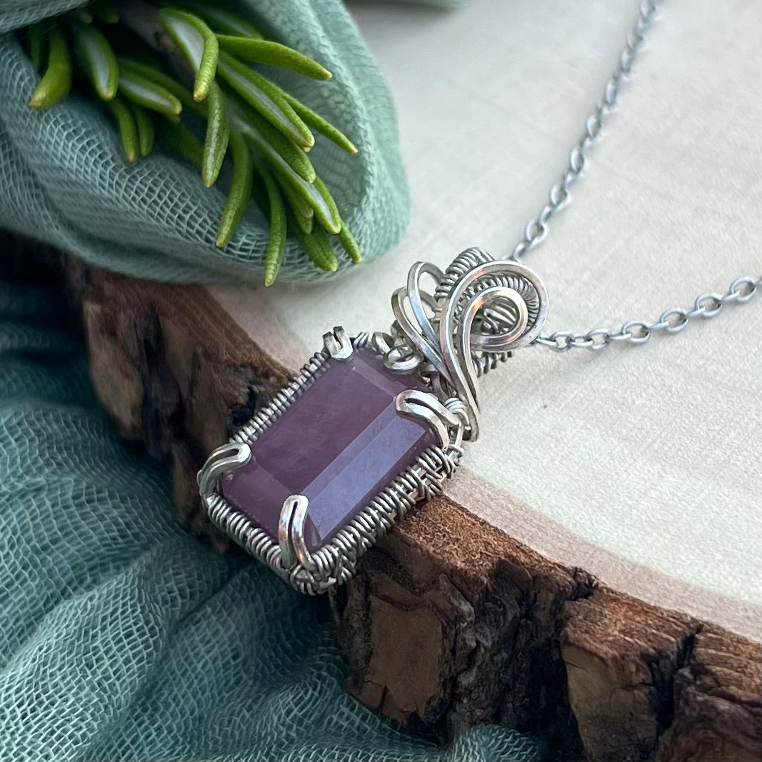 Pink Sapphire Pendant|Argentium Silver Pendant