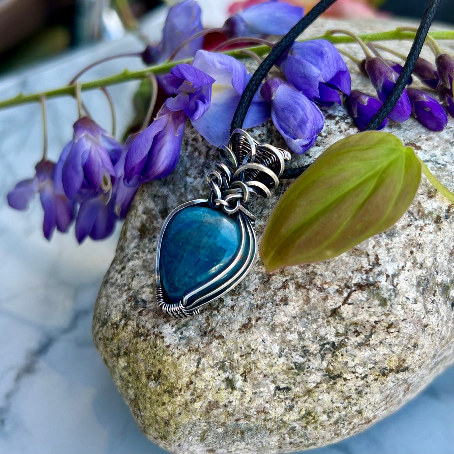 Neon Blue Apatite Pendant