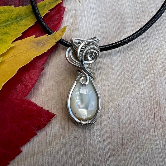 Mother of Pearl Pendant in Argentium Silver