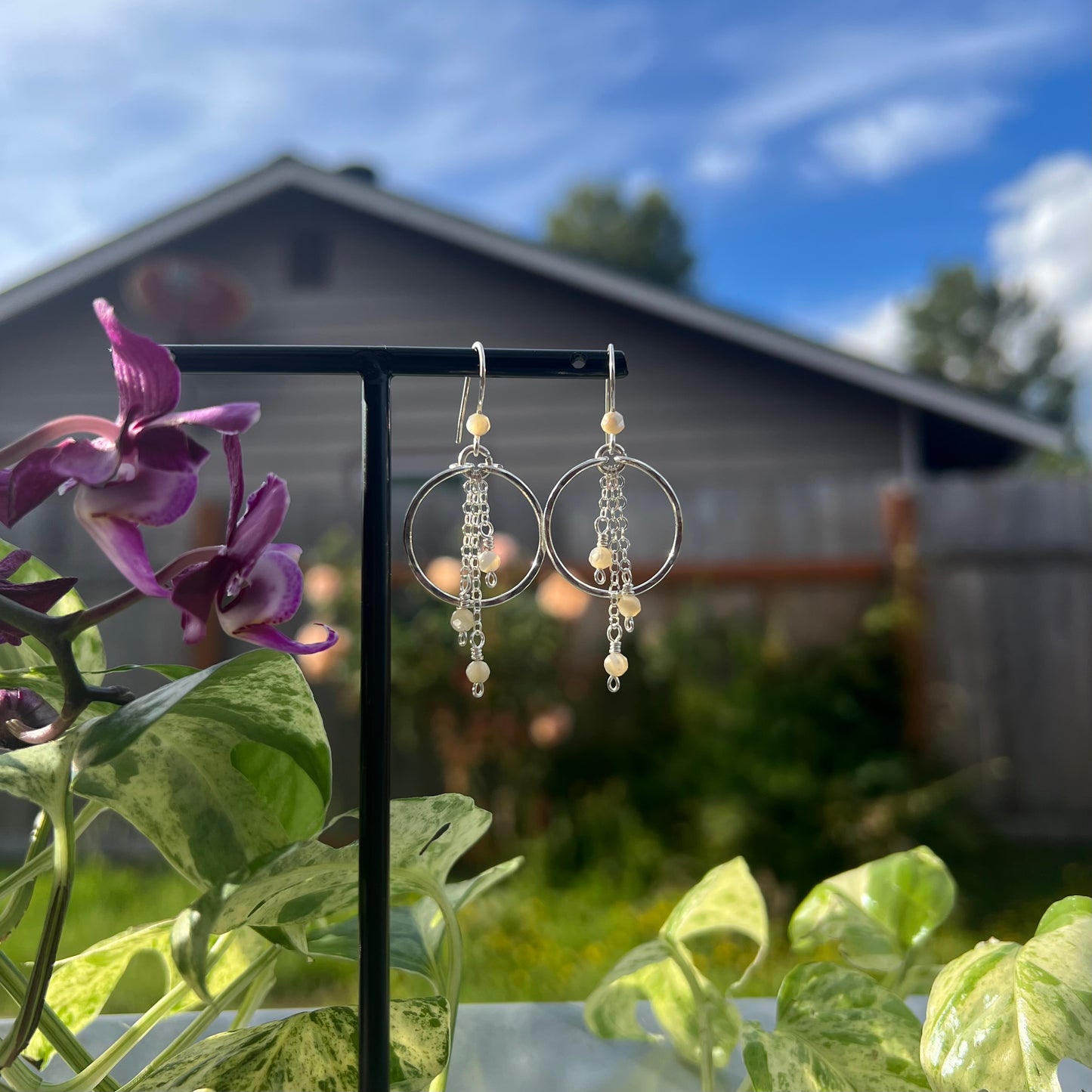 Mother of Pearl Earrings in Argentium Silver