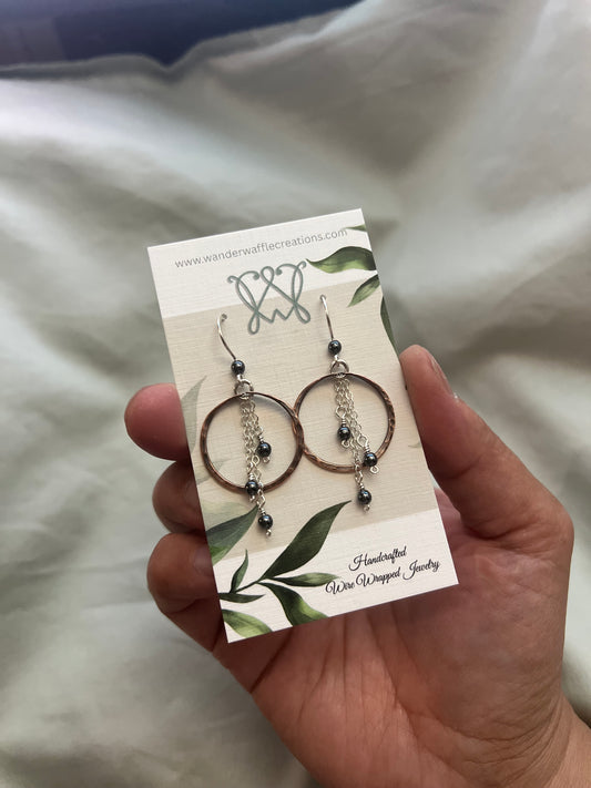 Hematite Earrings Mixed Metal