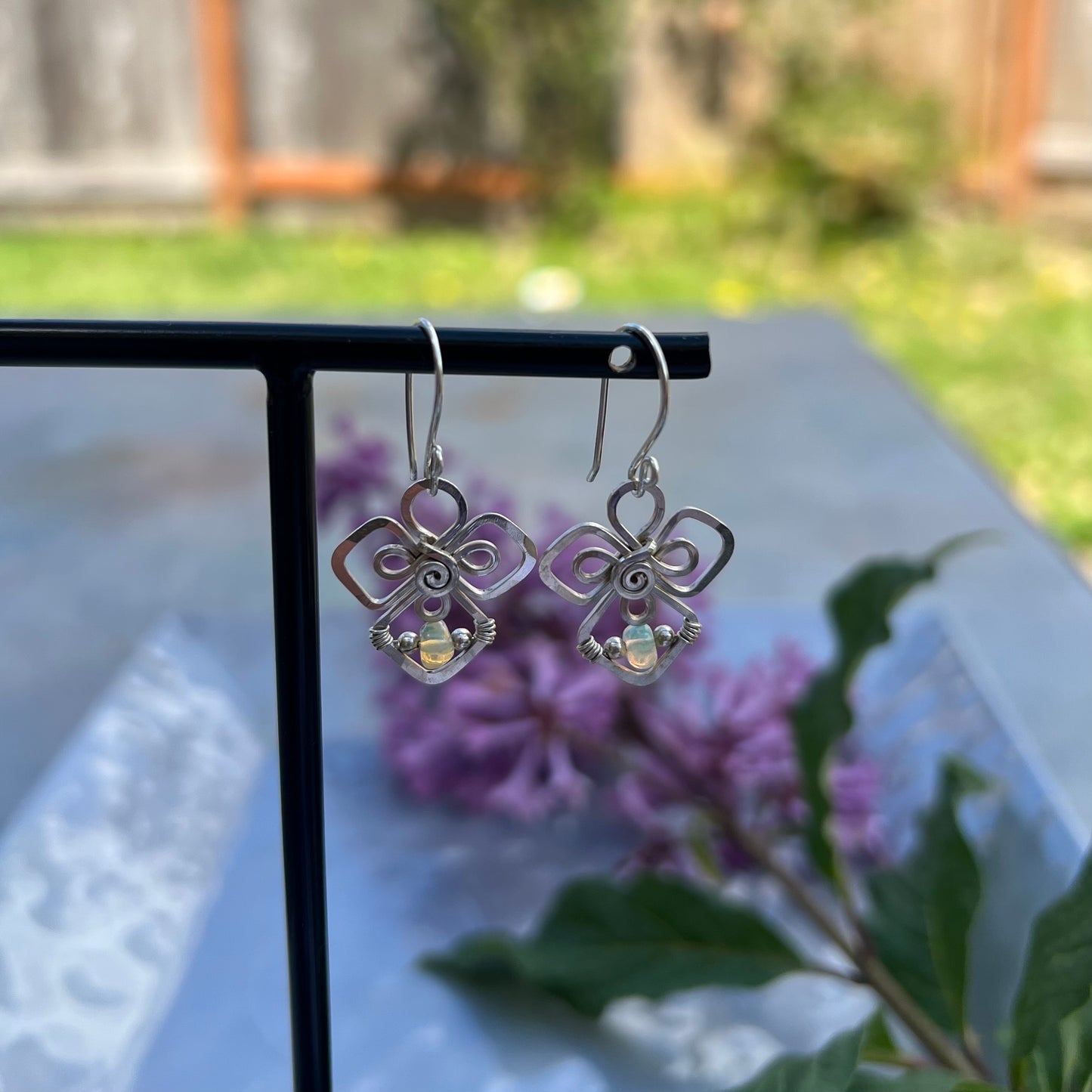 Ethiopian Opal Earrings in Argentium Silver