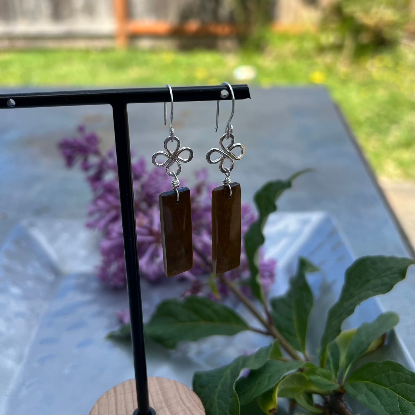 Golden Tiger’s Eye Earrings in Argentium Silver
