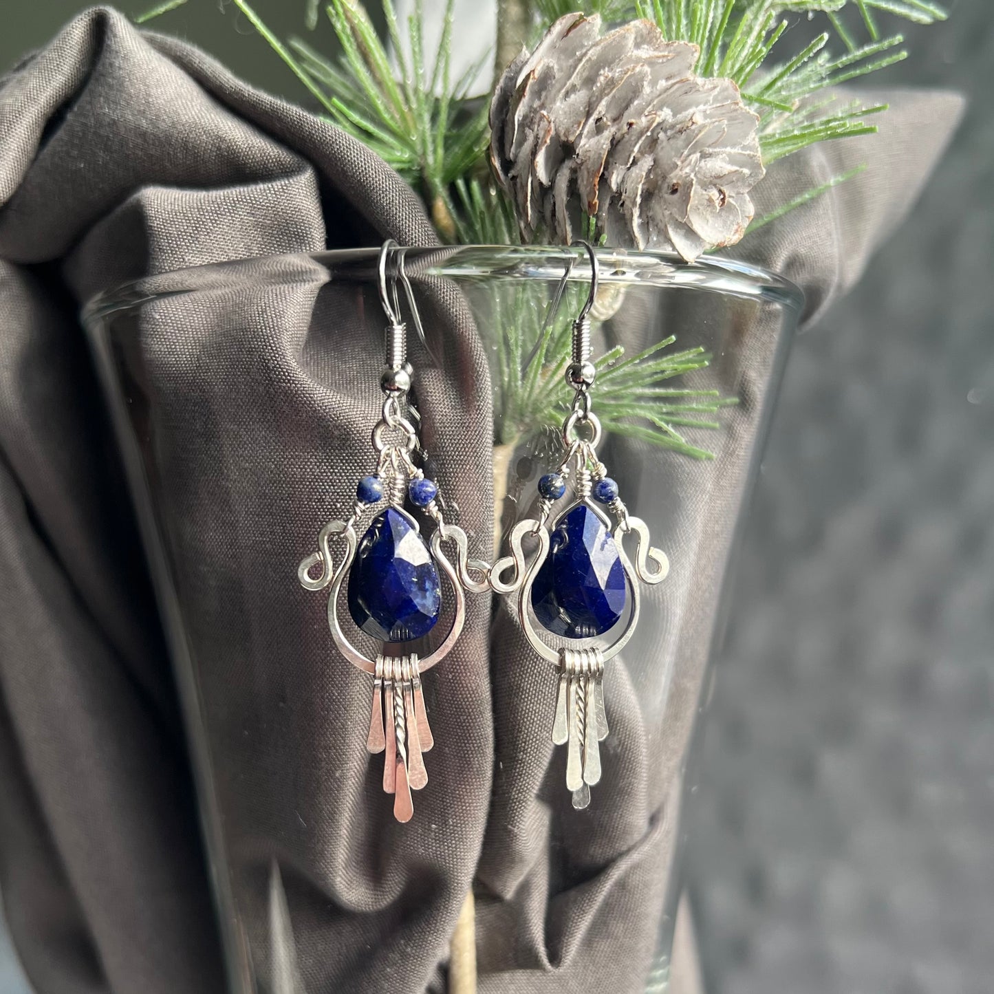 Lapis Lazuli Fringe Earrings