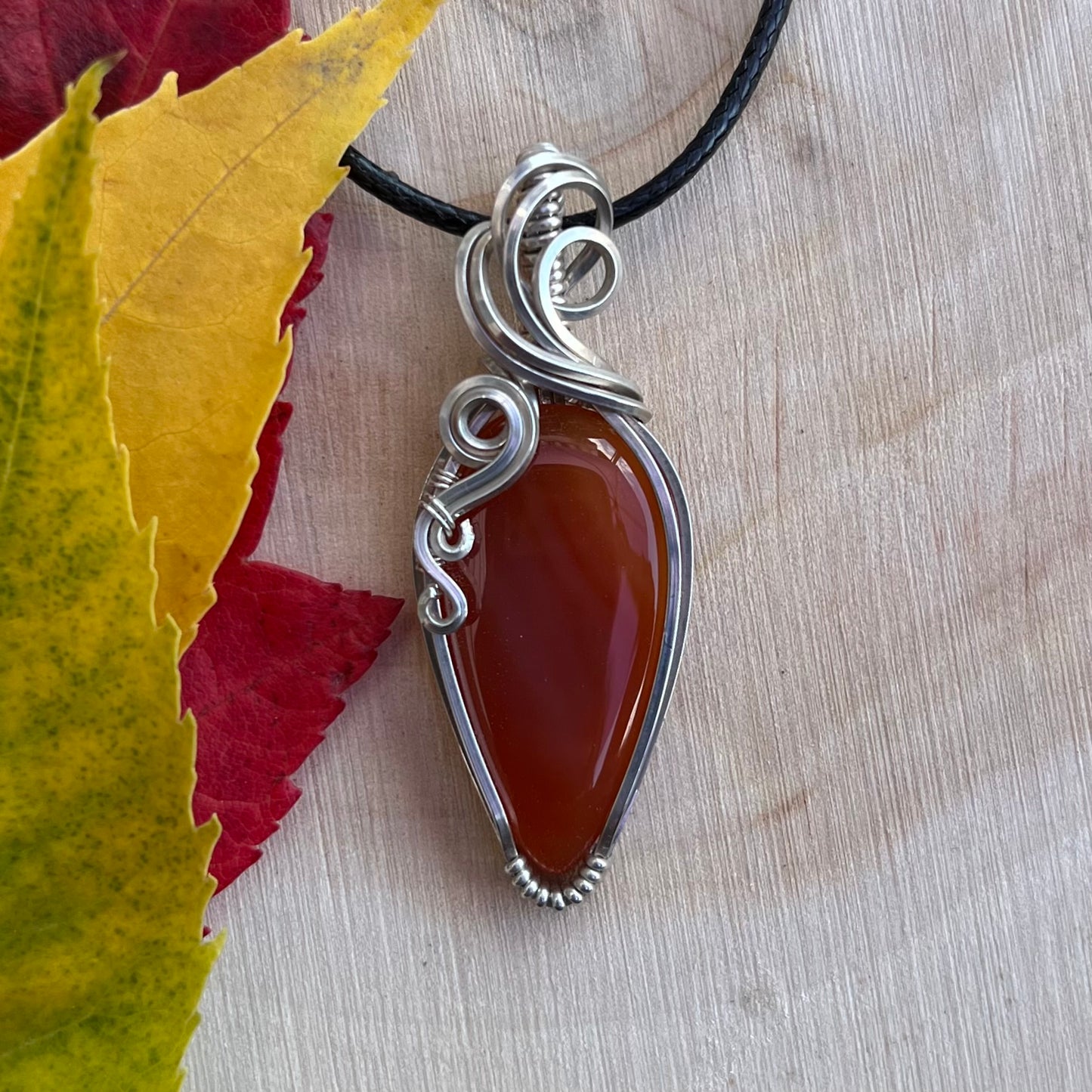 Carnelian Pendant in Argentium Silver