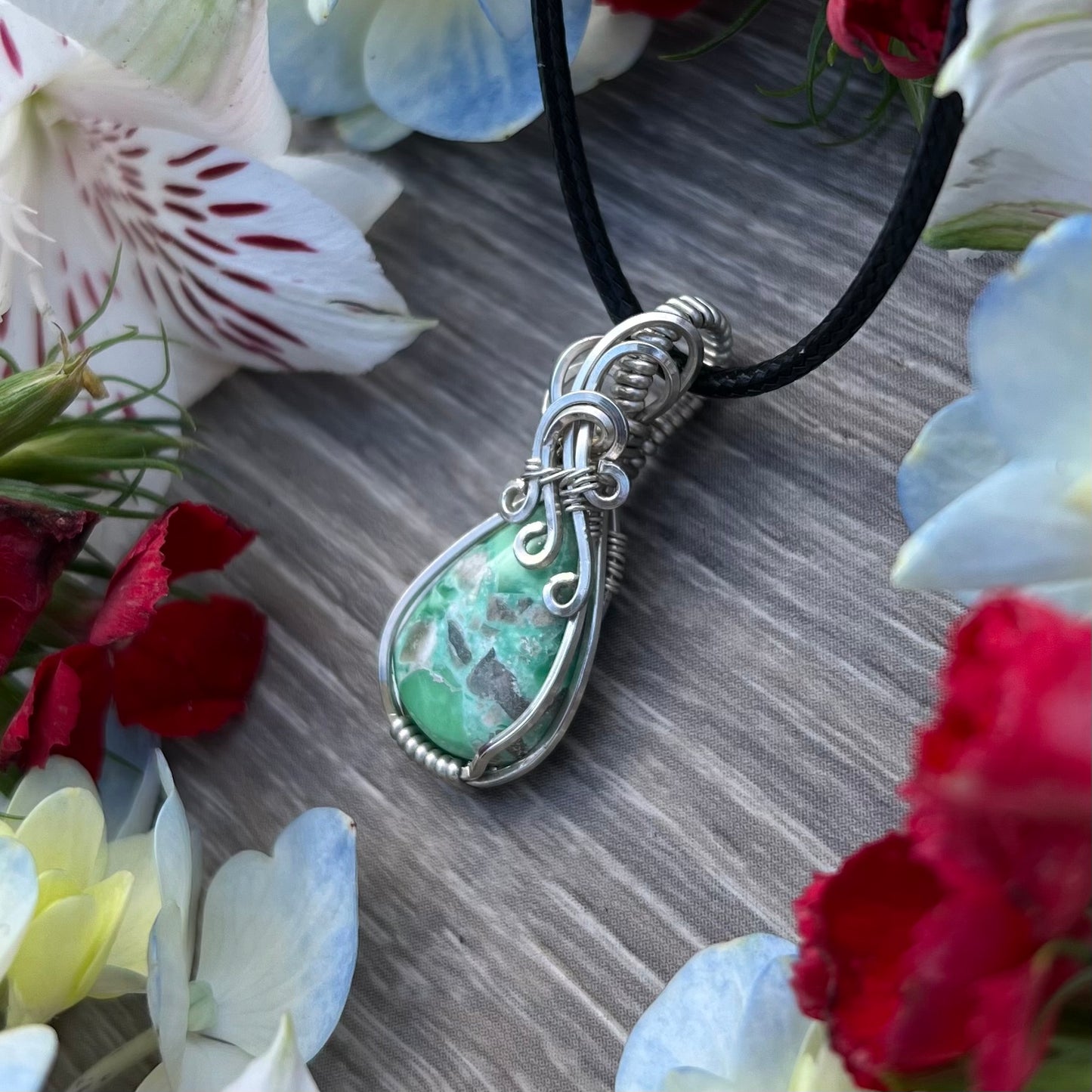 Variscite Pendant in Argentium Silver