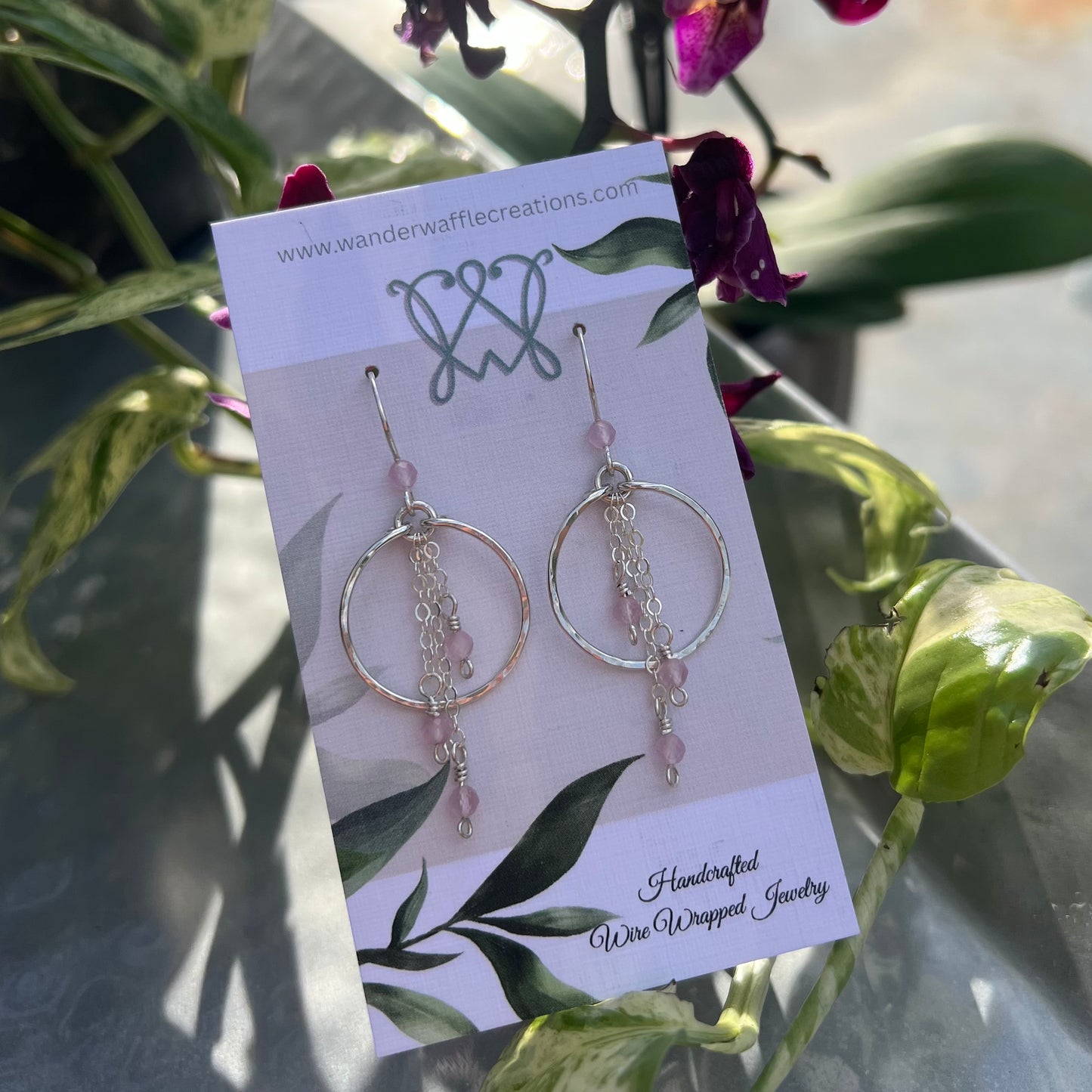 Rose Quartz Earrings in Argentium Silver
