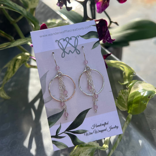 Rose Quartz Earrings in Argentium Silver