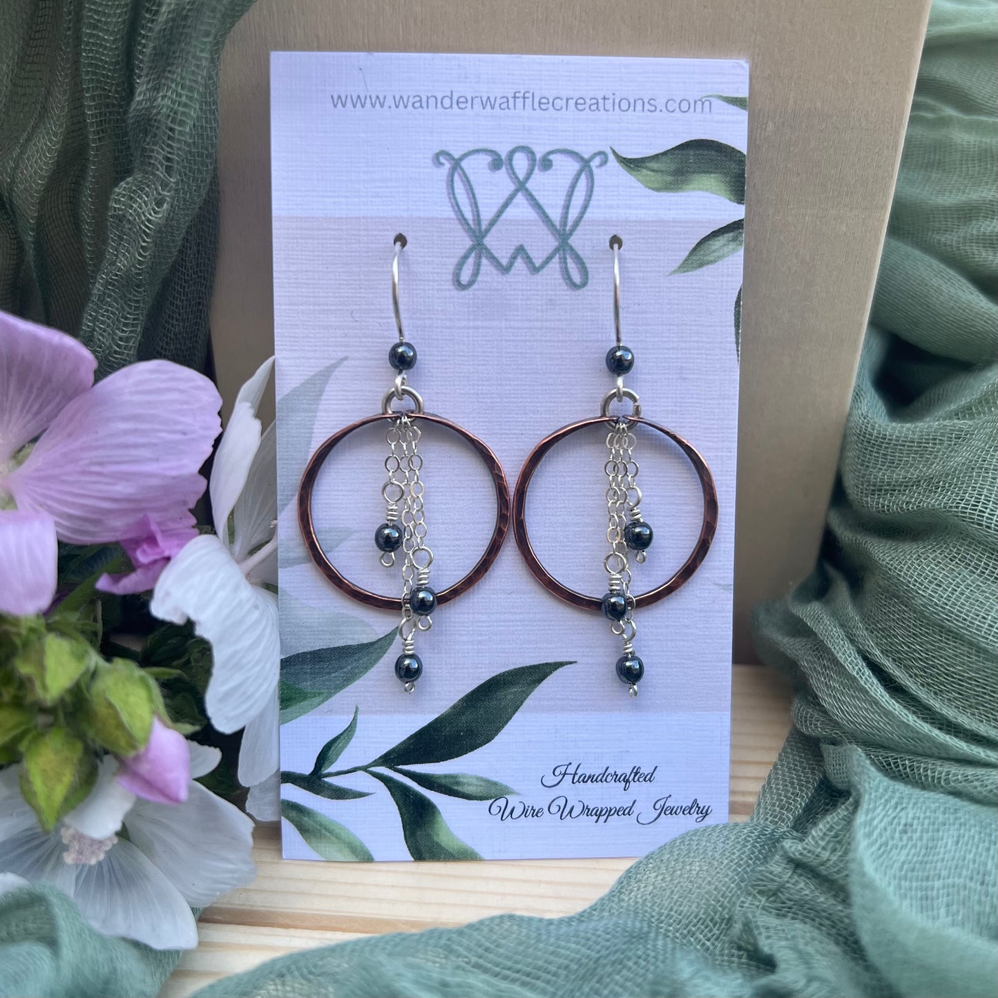 Hematite Earrings Mixed Metal