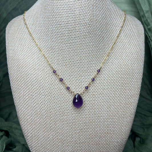 Amethyst Necklace – 17” 14k Gold Filled