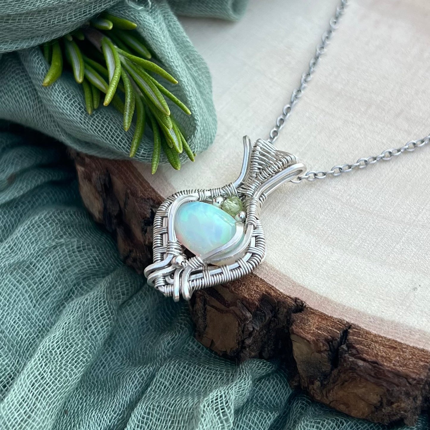 Ethiopian Opal & Peridot Pendant
