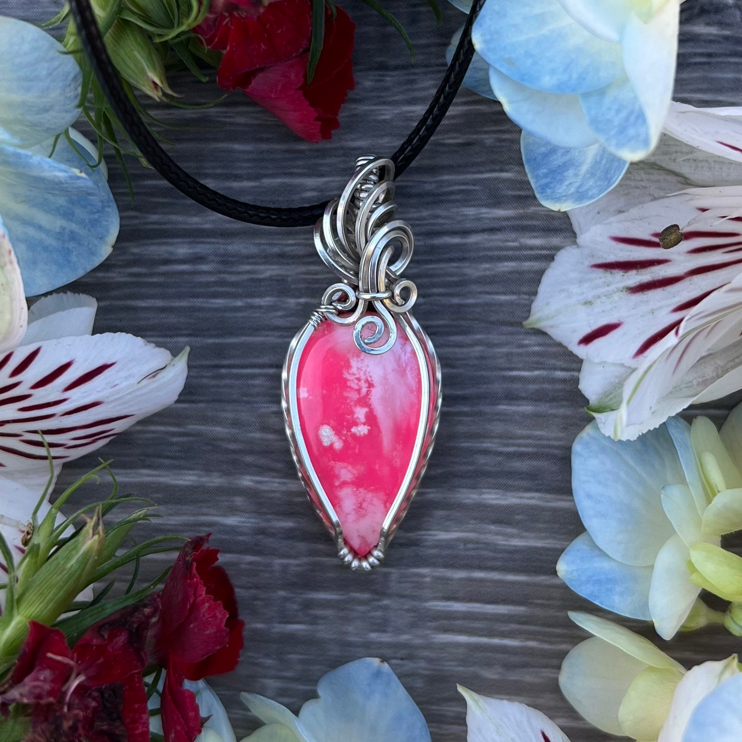 Plume Agate Doublet Pendant in Argentium Silver