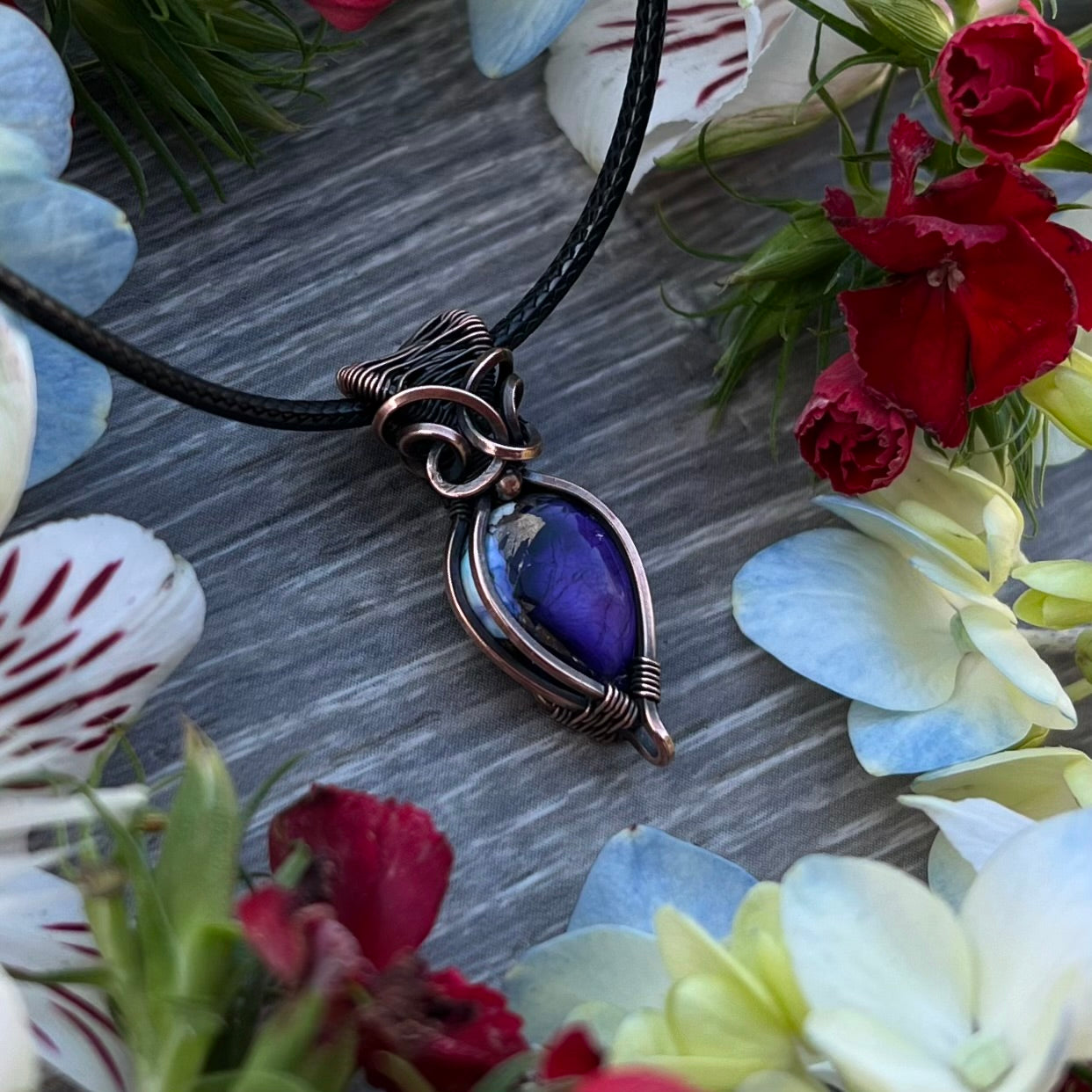 Purple Rose Dahlia in Antiqued Copper