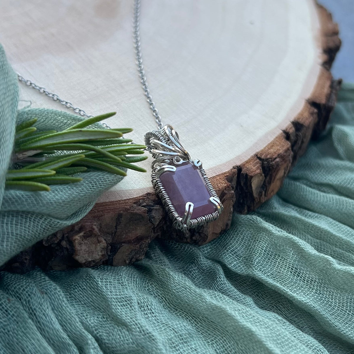 Pink Sapphire Pendant|Argentium Silver Pendant