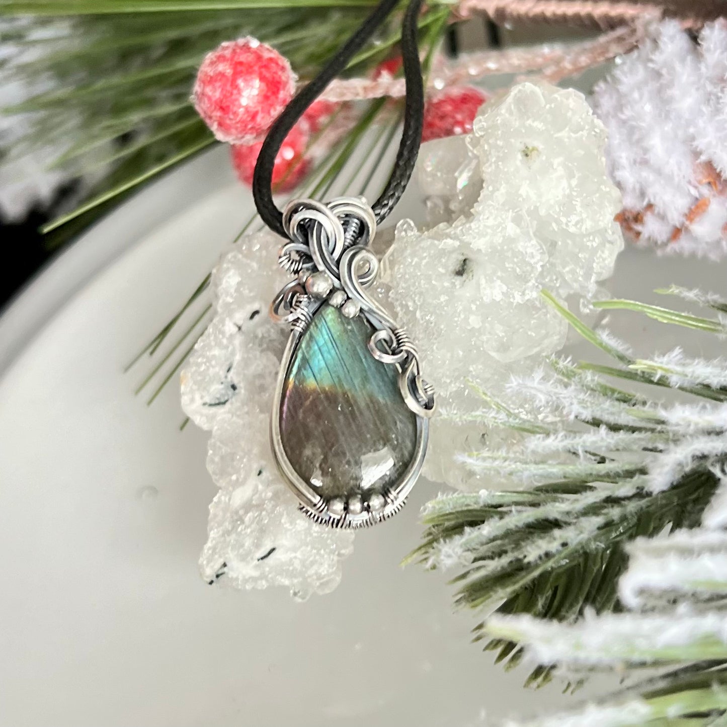 Labradorite Pendant in Oxidized Argentium Silver