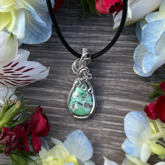 Variscite Pendant in Argentium Silver