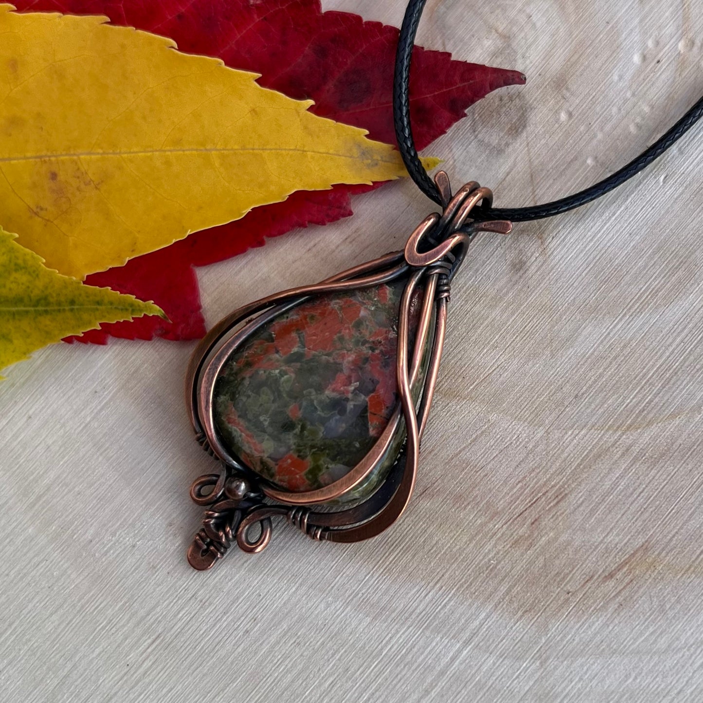 Unakite Pendant in Copper