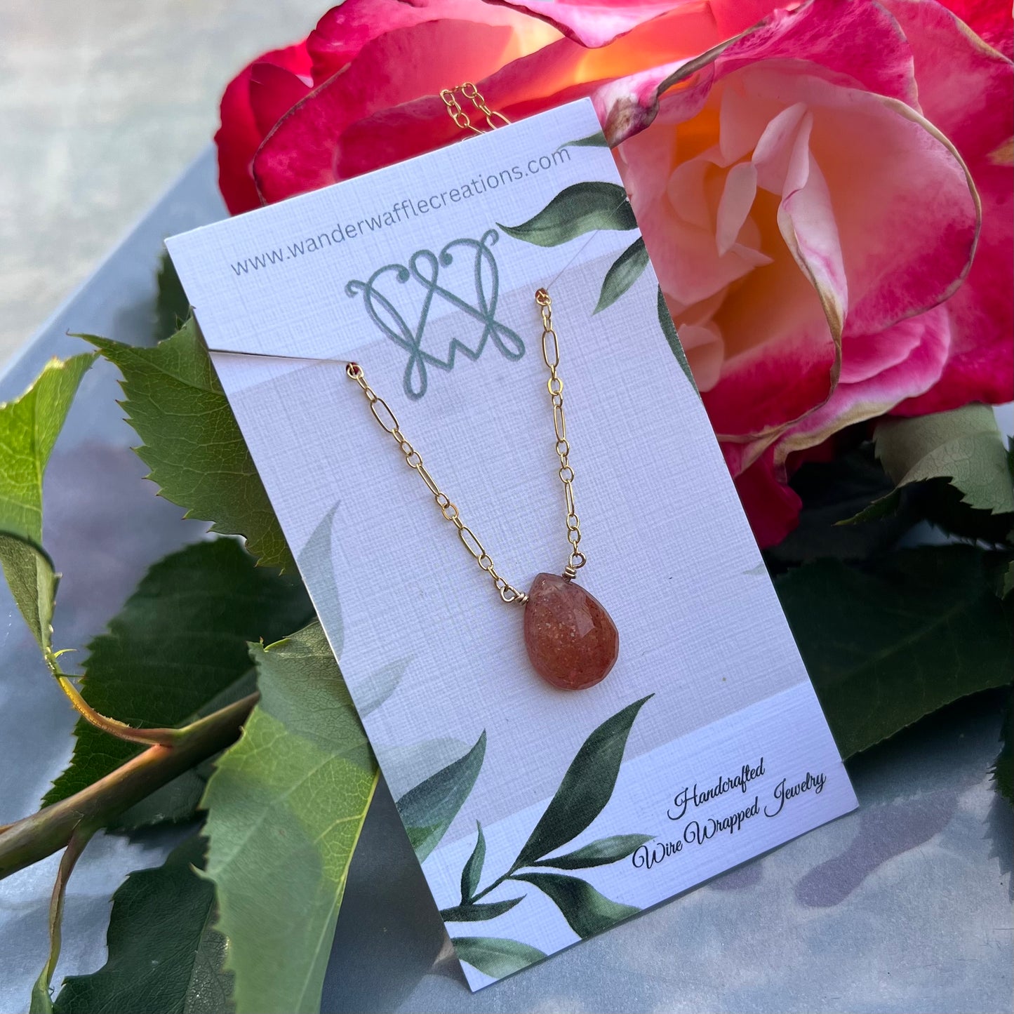 Sunstone on 17” 14k Gold Filled Chain