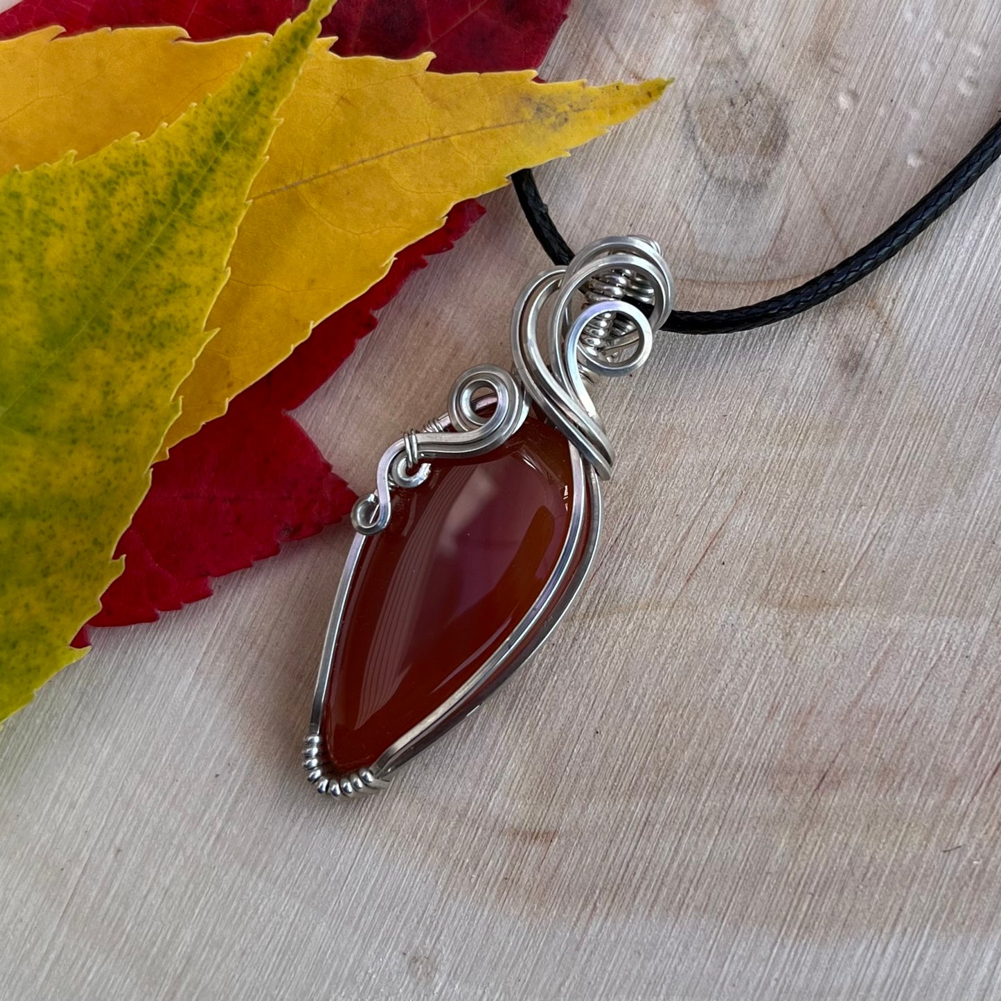 Carnelian Pendant in Argentium Silver