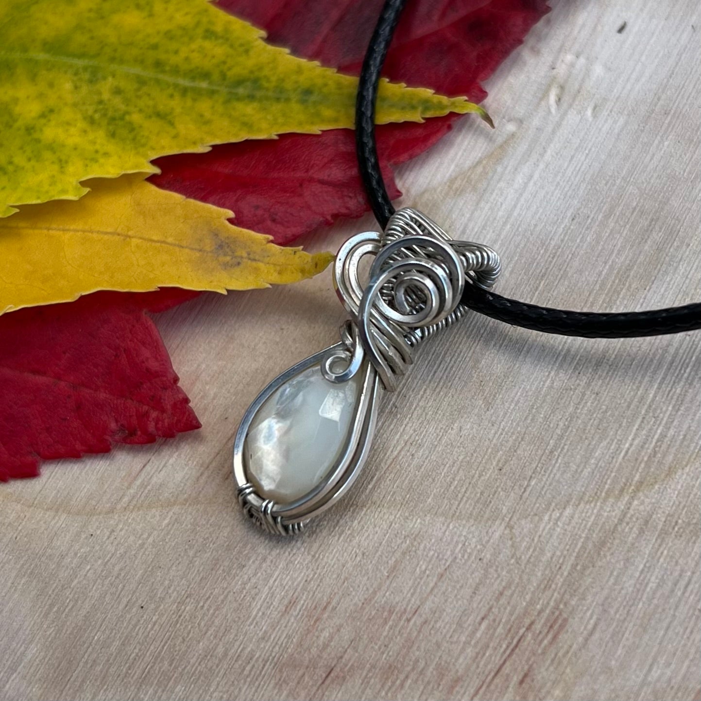 Mother of Pearl Pendant in Argentium Silver