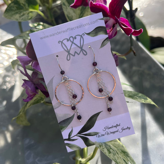 Garnet Earrings in Argentium Silver