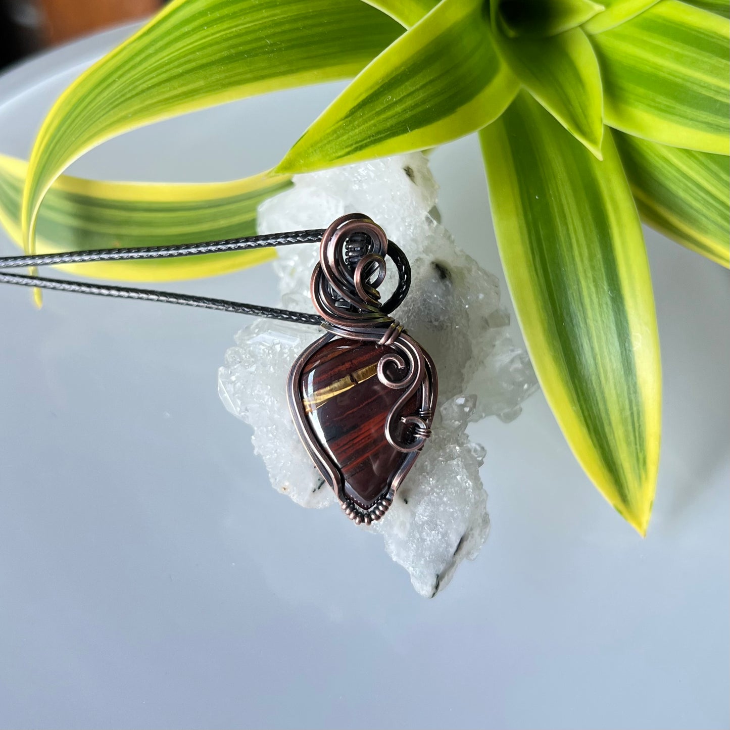 Iron Tiger Eye Pendant in Copper