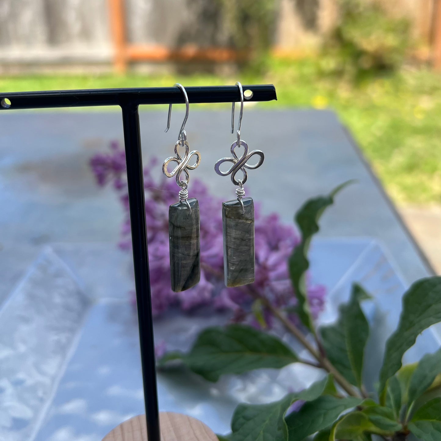Labradorite Earrings in Argentium Silver