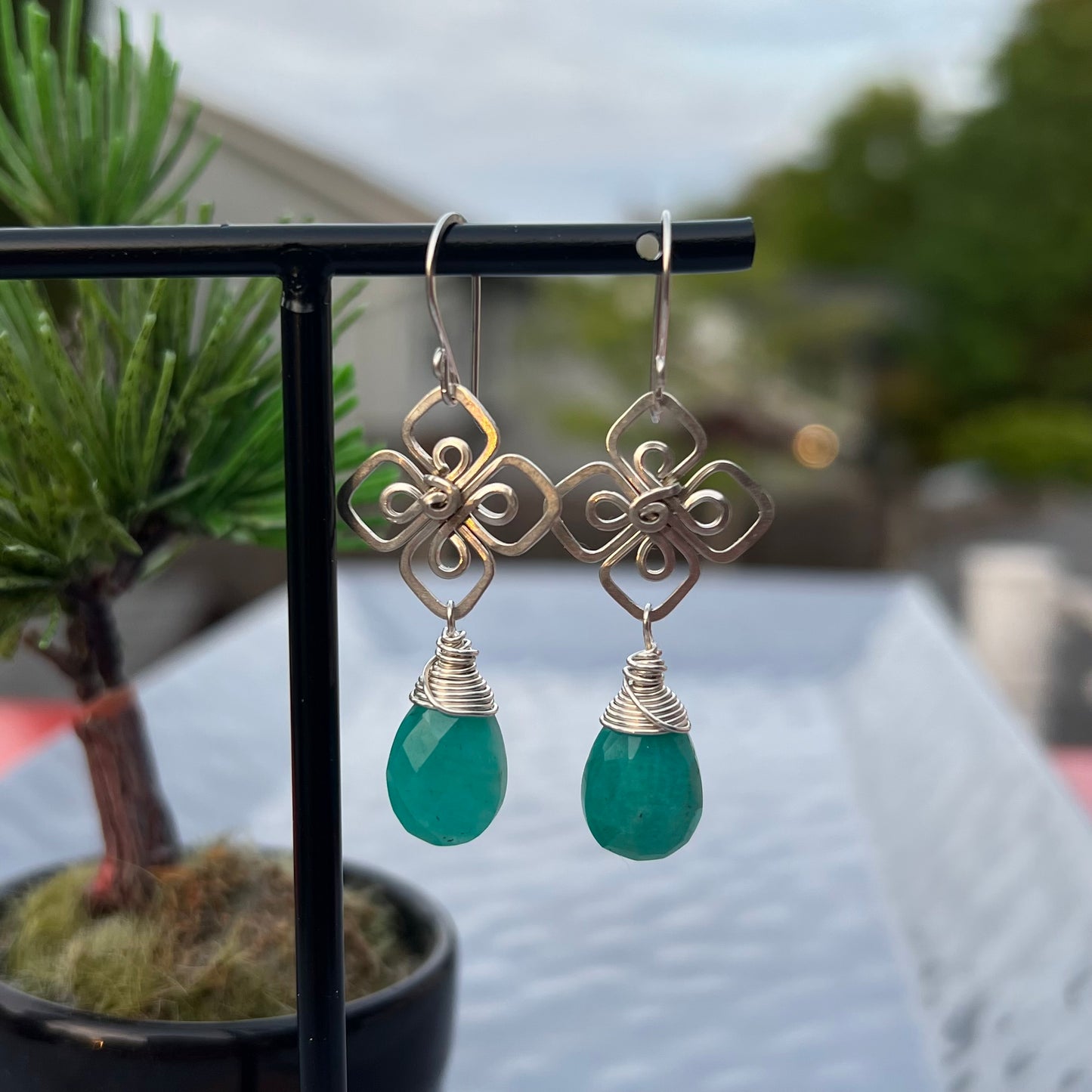 Amazonite Earrings Argentium Silver