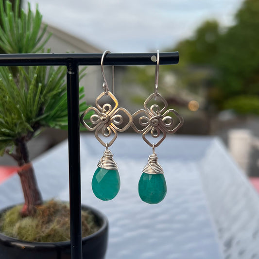 Amazonite Earrings Argentium Silver