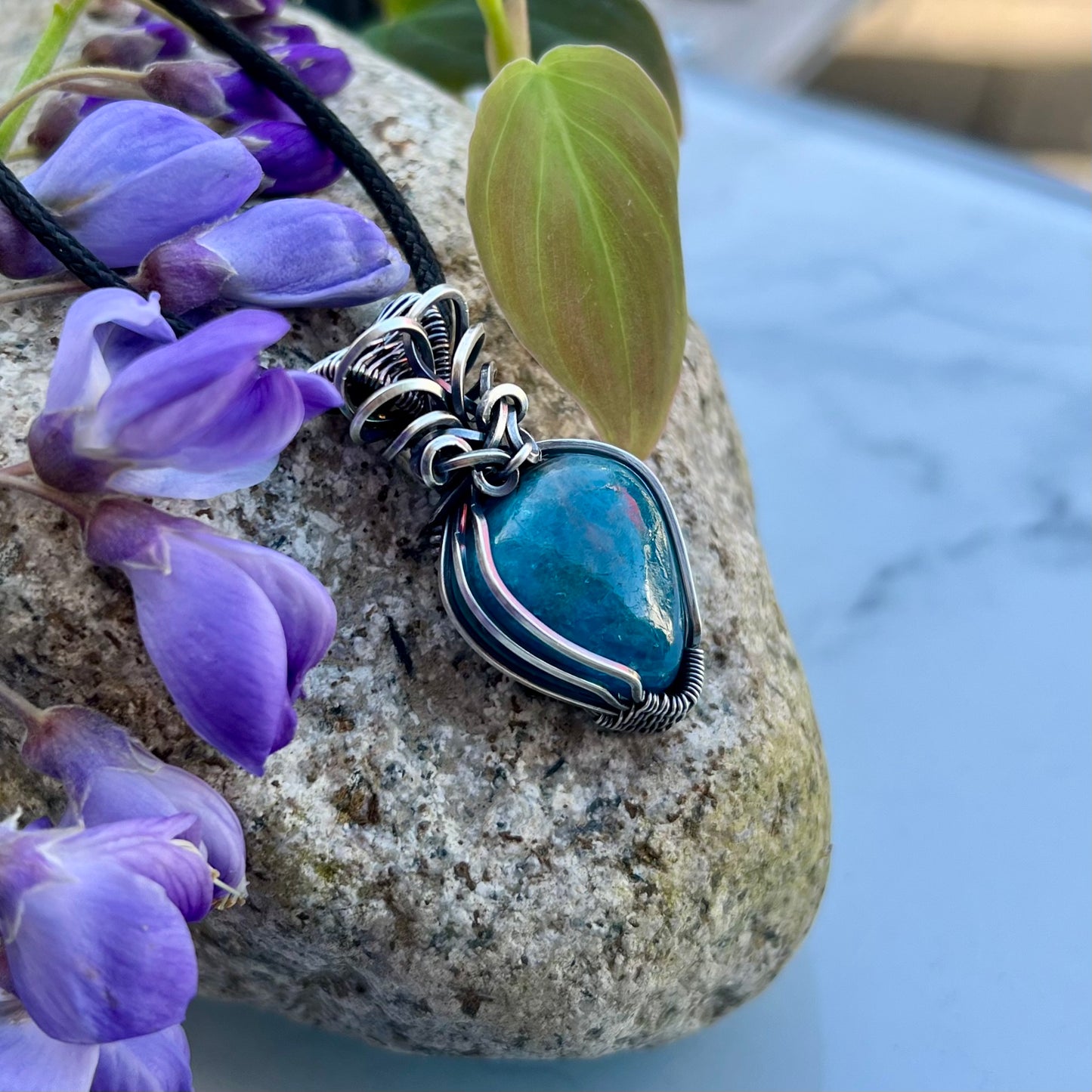 Neon Blue Apatite Pendant