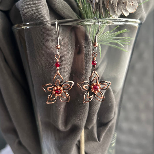 Flower with Ruby Jade Earrings