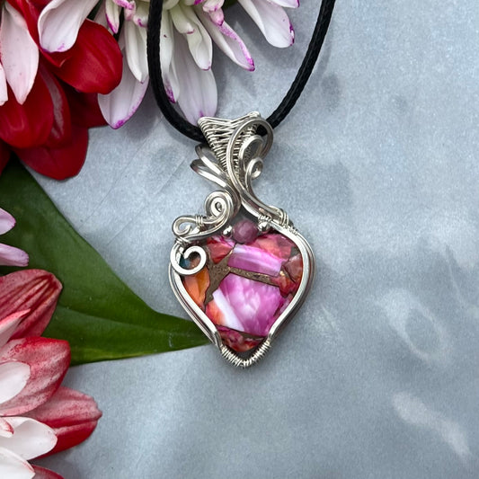 Pink Dahlia with Tourmaline in Argentium Silver