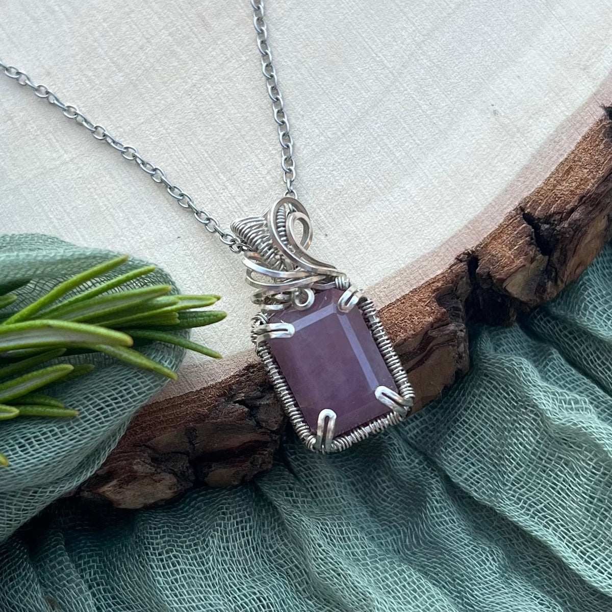 Pink Sapphire Pendant|Argentium Silver Pendant