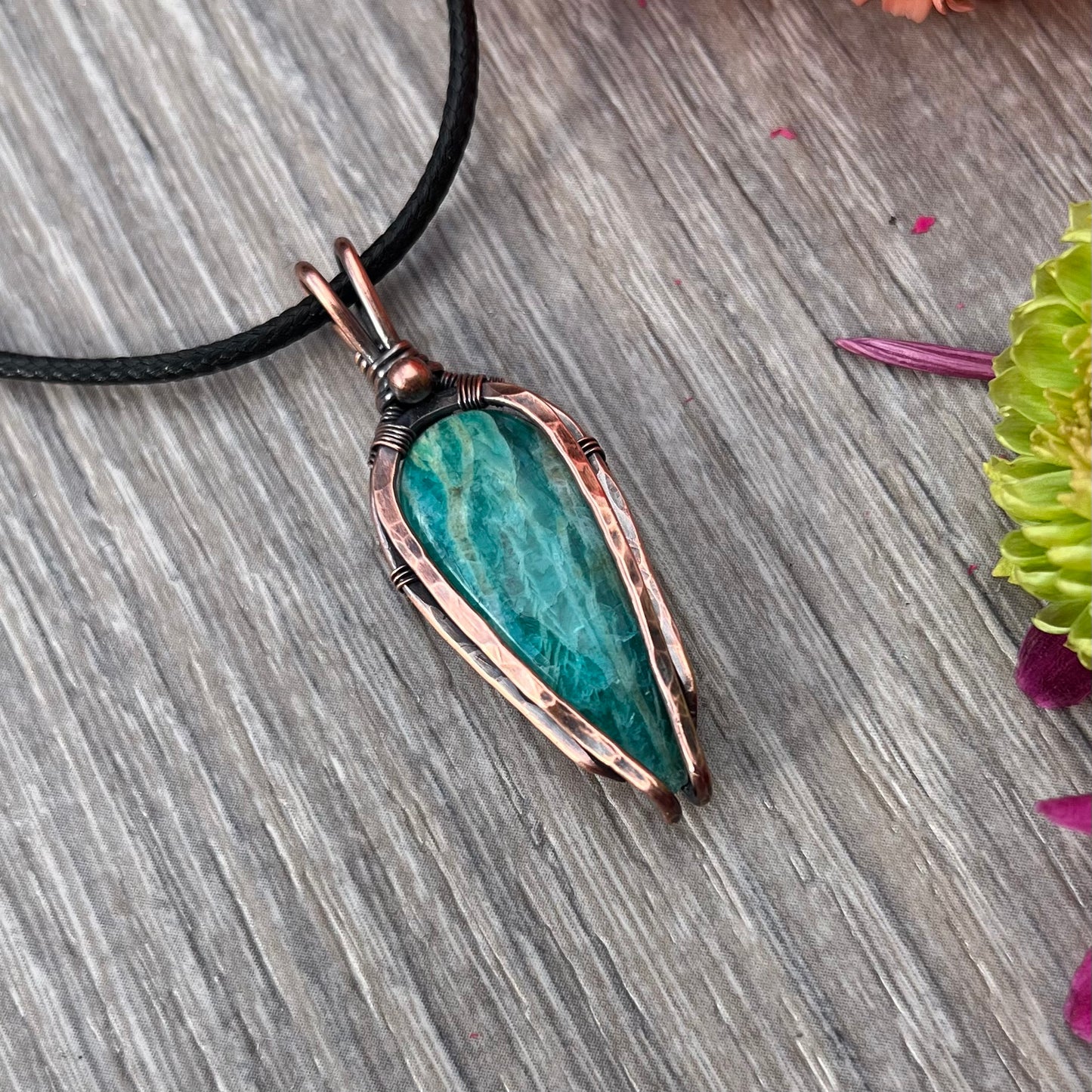 Russian Amazonite Pendant in Copper