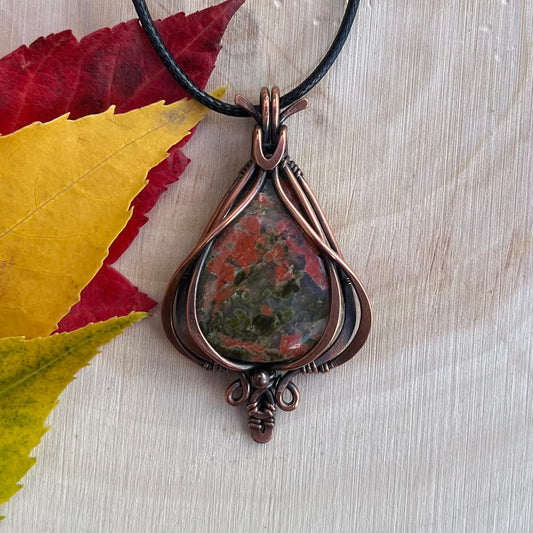 Unakite Pendant in Copper