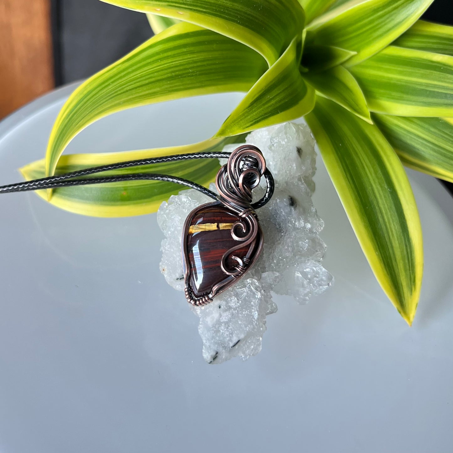 Iron Tiger Eye Pendant in Copper