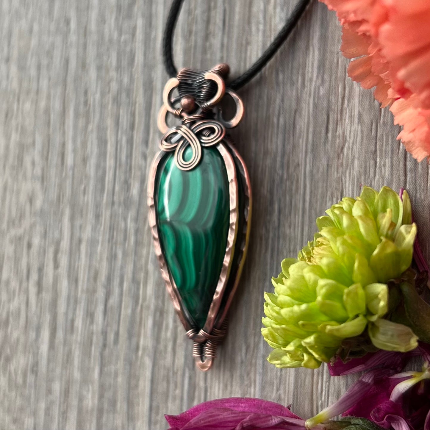 Malachite Pendant in Copper