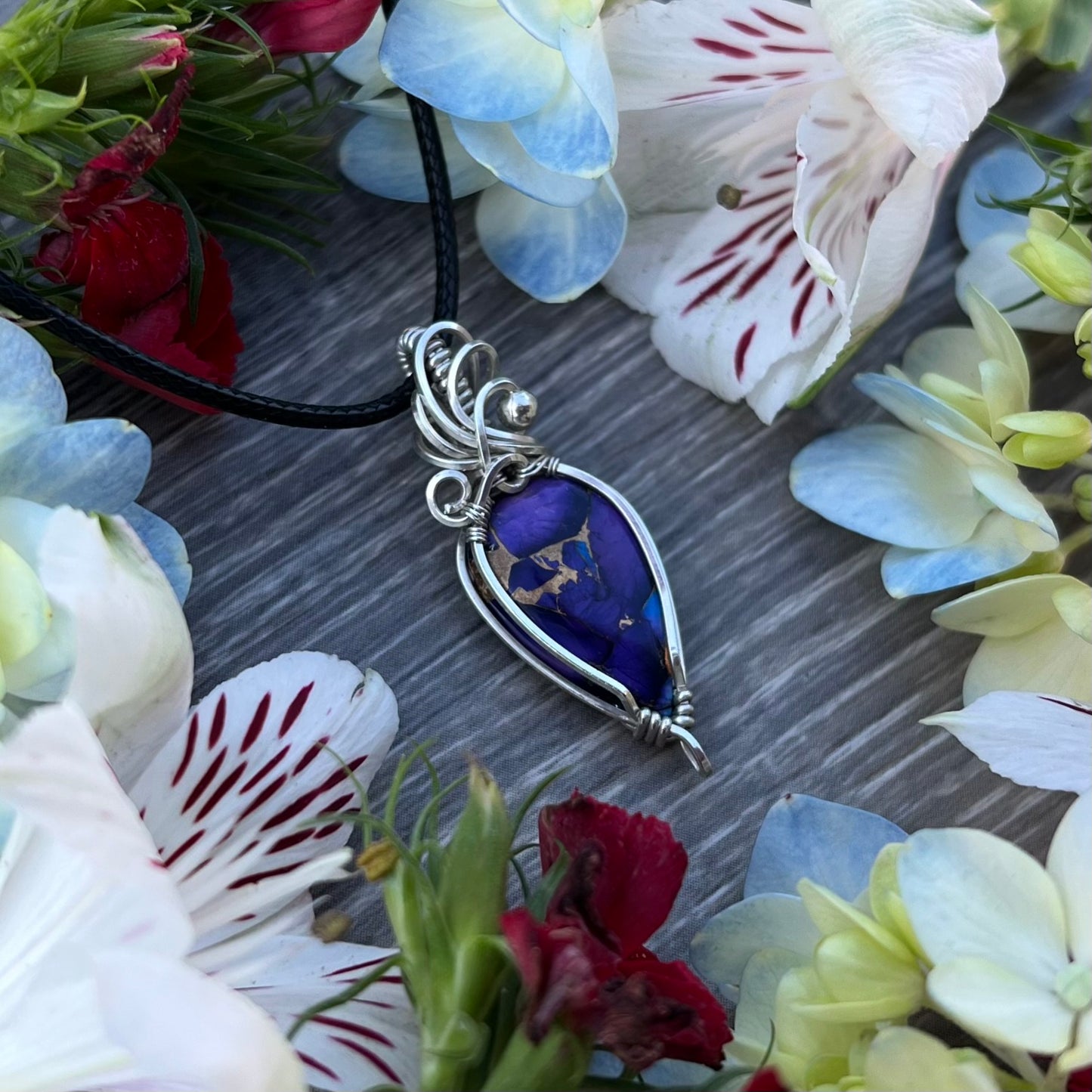 Purple Rose Dahlia in Argentium Silver