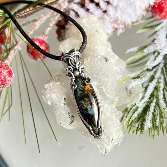 Pietersite Pendant in Oxidized Argentium Silver