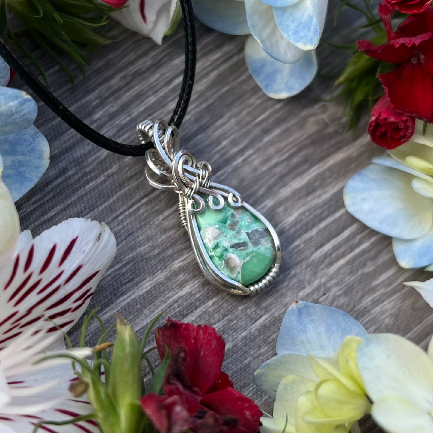 Variscite Pendant in Argentium Silver