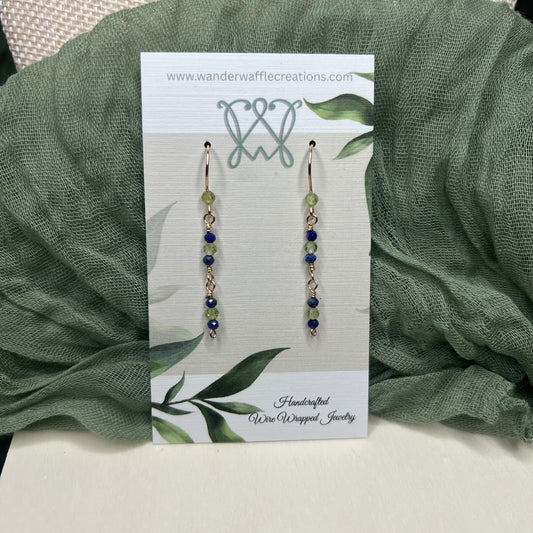 Lapis Lazuli & Peridot Earrings – 14k Gold Filled