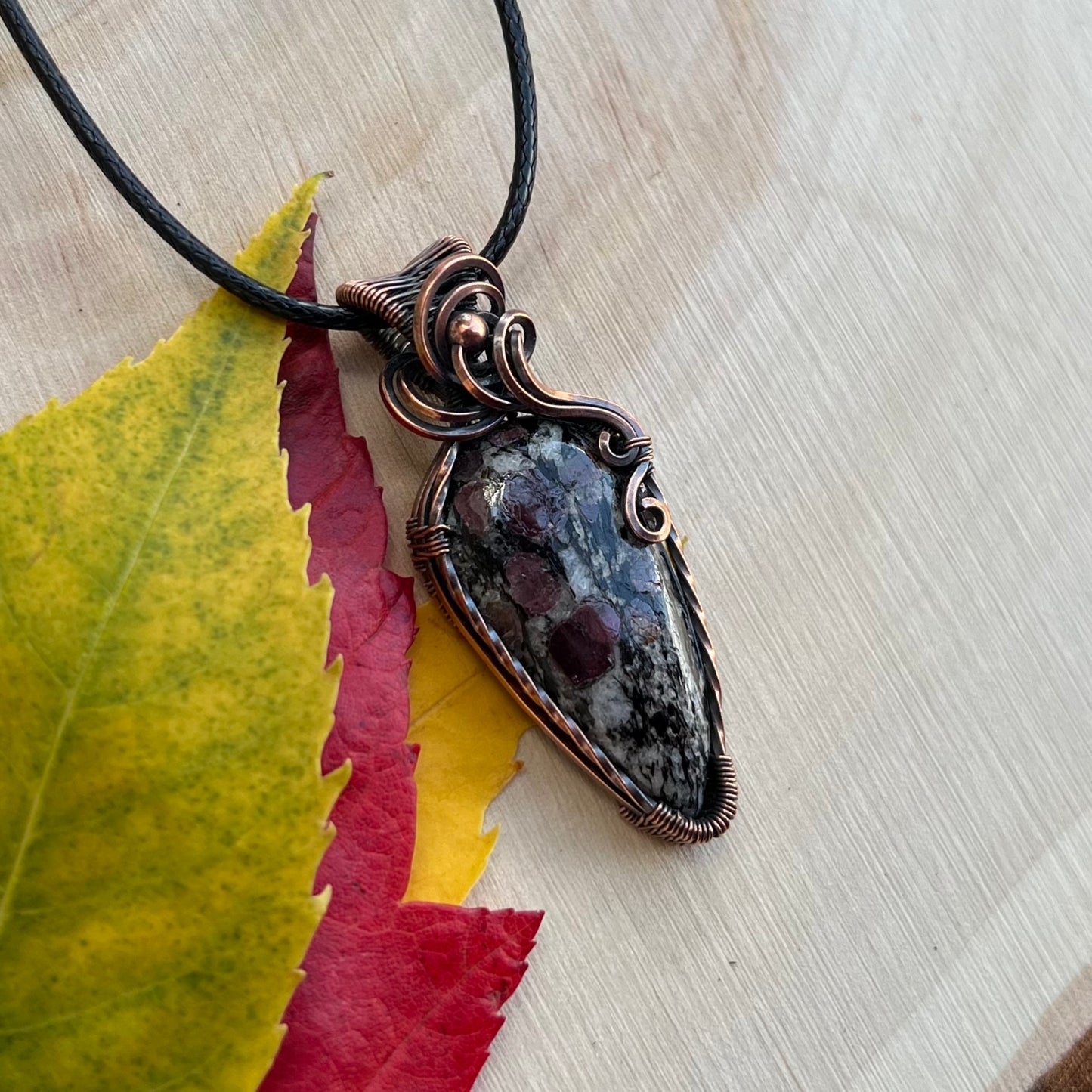 Ruby Schist Pendant in Copper