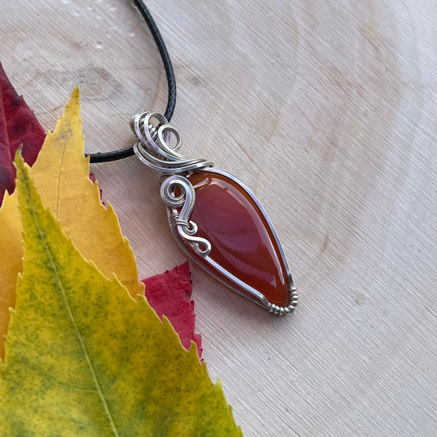 Carnelian Pendant in Argentium Silver