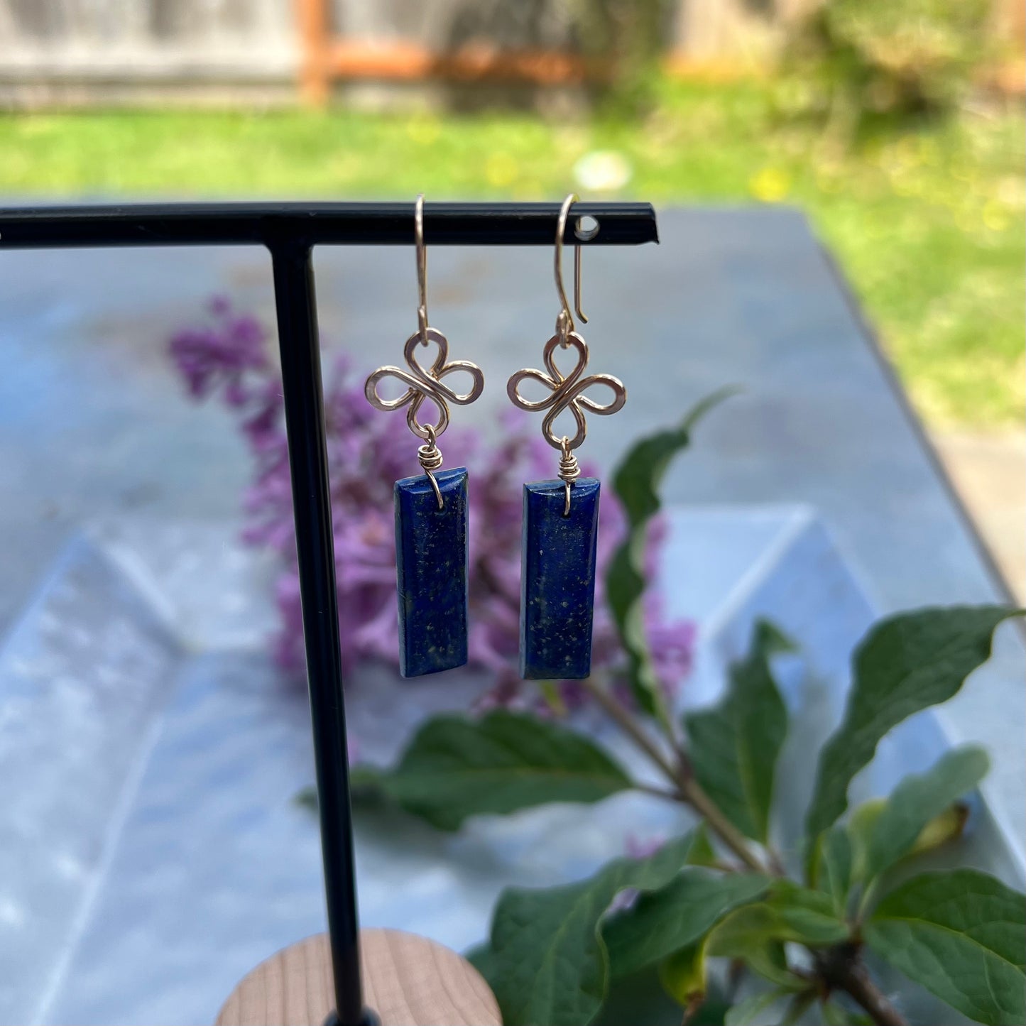 Lapis Lazuli Earrings in 14k Gold Filled Wire