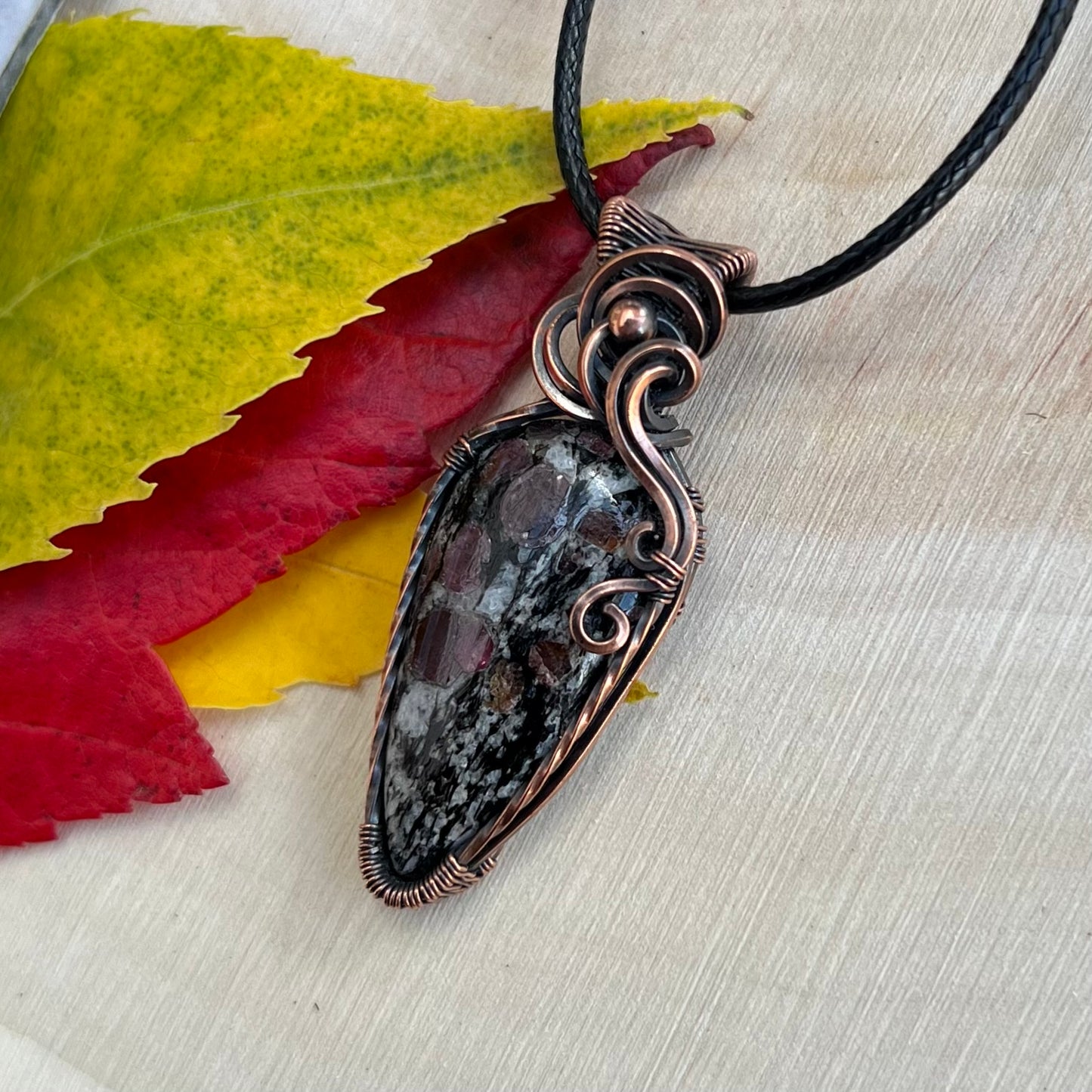 Ruby Schist Pendant in Copper