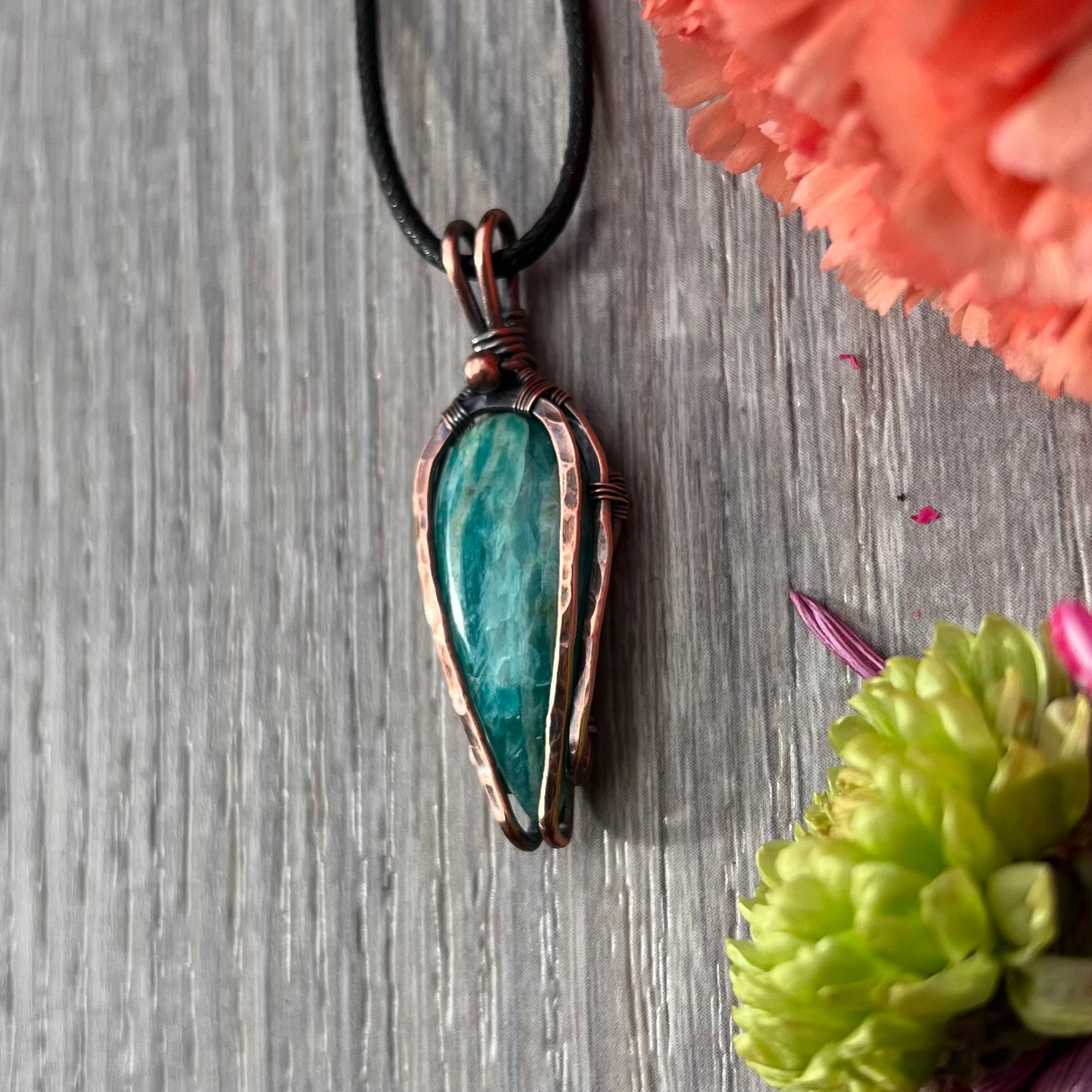 Russian Amazonite Pendant in Copper