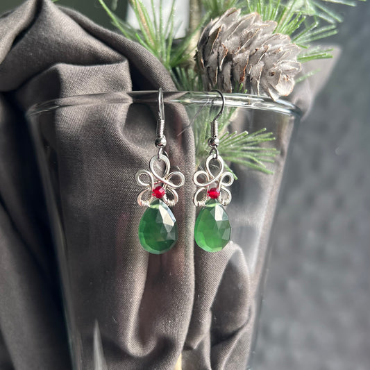 Serpentine with Ruby Jade Earrings