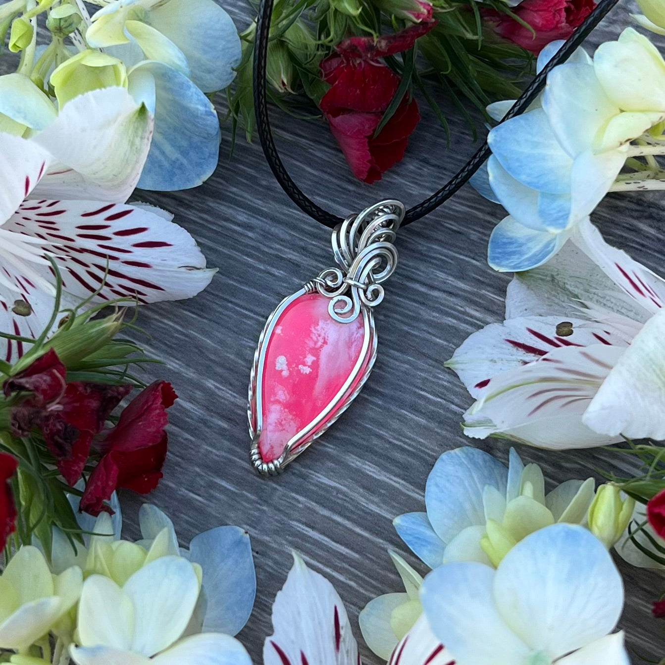 Plume Agate Doublet Pendant in Argentium Silver