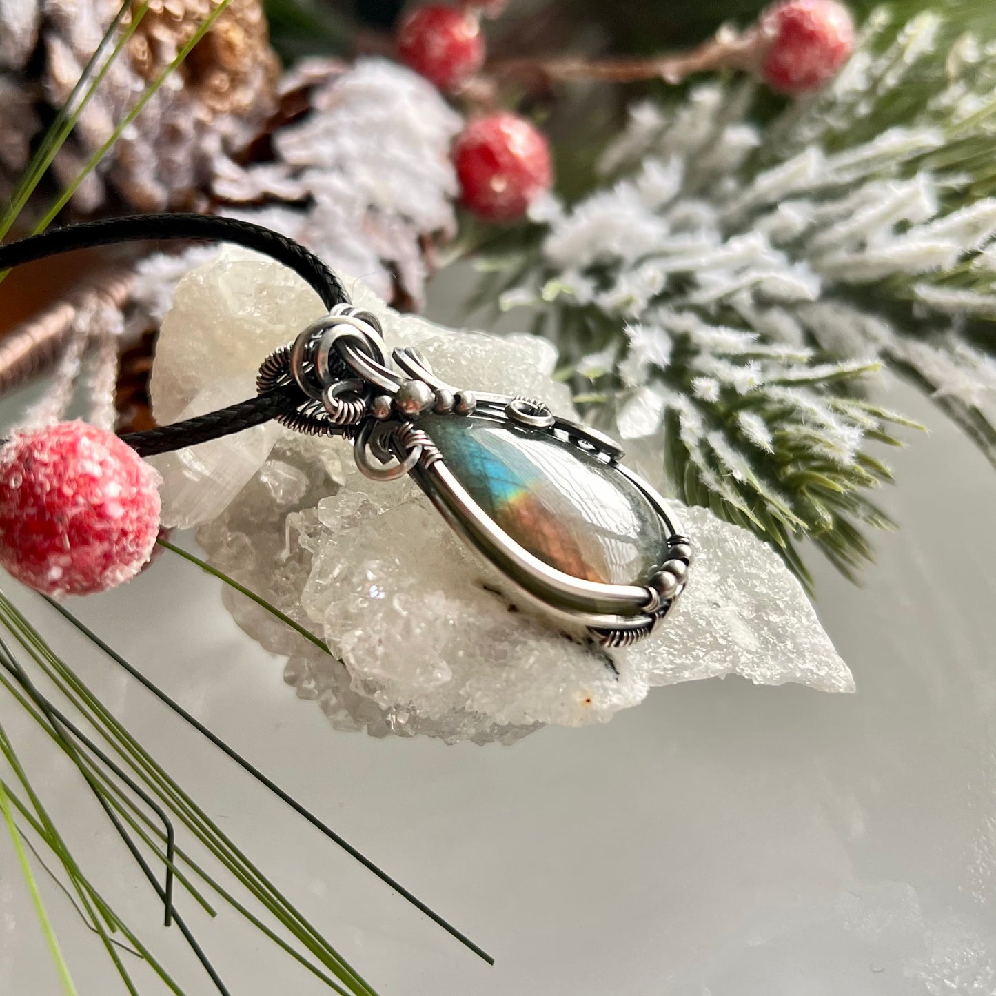 Labradorite Pendant in Oxidized Argentium Silver